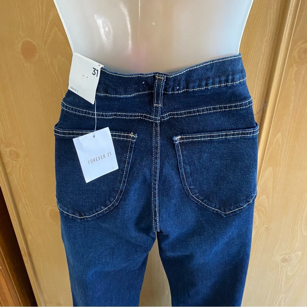 Forever 21 • Low-Rise Dark Wash Raw Hem Flare Jeans - Picture 15 of 16